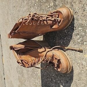 Tory Burch Howard wedge fringed heel bootie 6 brown pebbled leather lace up